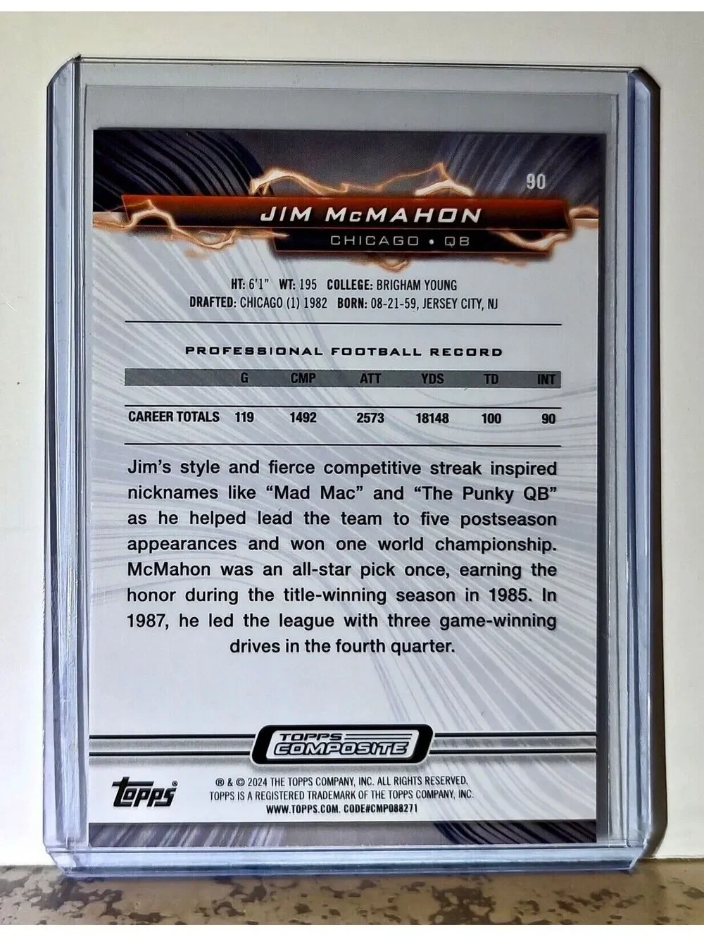 Jim McMahon 2023 Topps Resurgence NFL #90 Football Card Chicago Bears